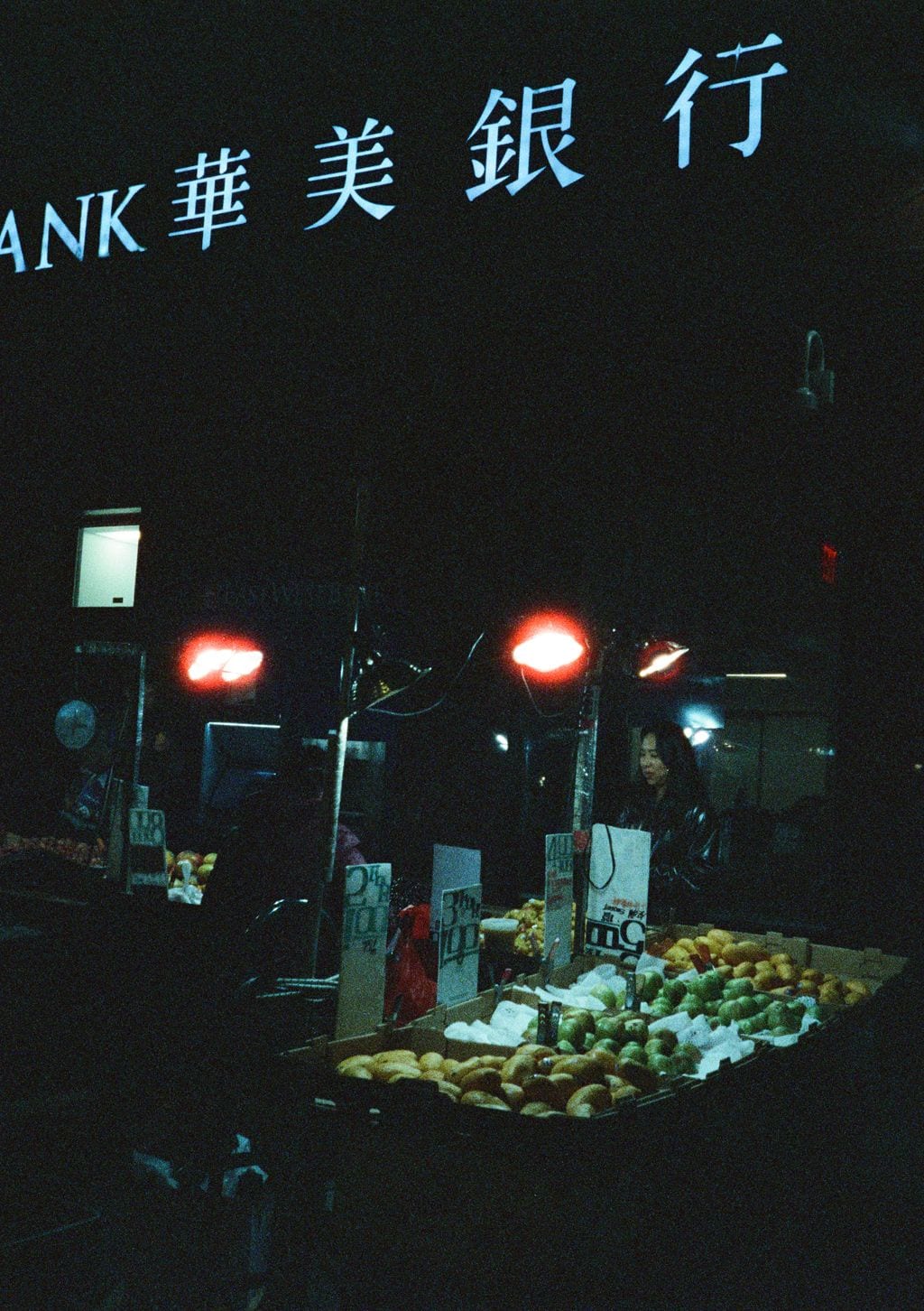 Late-night fruit stand in Chinatown — 35mm